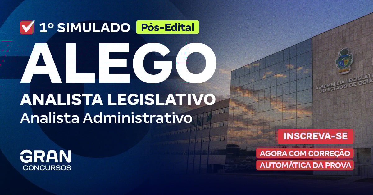 ALEGO - 1o Simulado - Analista Legislativo - Analista Administrativo_1200x628